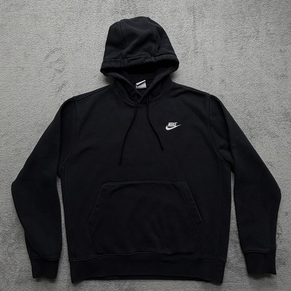 Nike Hoodie Mens Medium Black Club Fleece Pullover Embroidered Swoosh BV2654-010 - Picture 1 of 7